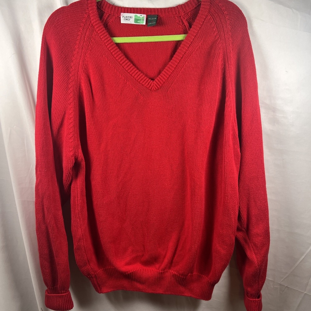 Vintage Red Players Only Men's V Neck Shaker Sweater Size XL